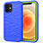 Custodia Silicone e Plastica Opaca Cover Fronte e Retro 360 Gradi R01 per Apple iPhone 12 Blu