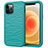 Custodia Silicone e Plastica Opaca Cover Fronte e Retro 360 Gradi R01 per Apple iPhone 12 Pro Max Ciano