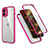 Custodia Silicone e Plastica Opaca Cover Fronte e Retro 360 Gradi R05 per Apple iPhone 12 Mini Rosa Caldo