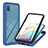 Custodia Silicone e Plastica Opaca Cover Fronte e Retro 360 Gradi U02 per Samsung Galaxy M02 Blu