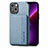 Custodia Silicone e Plastica Opaca Cover Fronte e Retro 360 Gradi U05 per Apple iPhone 13 Blu