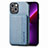 Custodia Silicone e Plastica Opaca Cover Fronte e Retro 360 Gradi U05 per Apple iPhone 13 Mini Blu