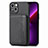 Custodia Silicone e Plastica Opaca Cover Fronte e Retro 360 Gradi U05 per Apple iPhone 13 Mini Nero