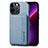 Custodia Silicone e Plastica Opaca Cover Fronte e Retro 360 Gradi U05 per Apple iPhone 13 Pro Max Blu