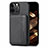 Custodia Silicone e Plastica Opaca Cover Fronte e Retro 360 Gradi U05 per Apple iPhone 14 Pro Nero