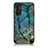Custodia Silicone Gel Laterale Fantasia Modello Specchio Cover per Samsung Galaxy M13 4G Blu