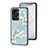 Custodia Silicone Gel Laterale Fiori Specchio Cover per OnePlus Nord 2T 5G Ciano