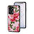Custodia Silicone Gel Laterale Fiori Specchio Cover per OnePlus Nord 2T 5G Rosso