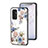 Custodia Silicone Gel Laterale Fiori Specchio Cover per Samsung Galaxy F13 4G Bianco