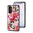 Custodia Silicone Gel Laterale Fiori Specchio Cover per Samsung Galaxy M13 4G Rosso