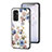 Custodia Silicone Gel Laterale Fiori Specchio Cover S01 per Samsung Galaxy F13 4G Bianco