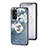 Custodia Silicone Gel Laterale Fiori Specchio Cover S01 per Samsung Galaxy F13 4G Blu