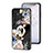 Custodia Silicone Gel Laterale Fiori Specchio Cover S01 per Samsung Galaxy F13 4G Nero