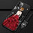 Custodia Silicone Gel Morbida Abito Ragazza Cover per Apple iPhone 12 Pro Rosso e Nero