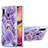 Custodia Silicone Gel Morbida Fantasia Modello Cover con Anello Supporto Y01B per Samsung Galaxy A30 Viola