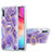 Custodia Silicone Gel Morbida Fantasia Modello Cover con Anello Supporto Y01B per Samsung Galaxy A30S Viola