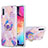 Custodia Silicone Gel Morbida Fantasia Modello Cover con Anello Supporto Y01B per Samsung Galaxy A50 Lavanda