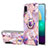 Custodia Silicone Gel Morbida Fantasia Modello Cover con Anello Supporto Y01B per Samsung Galaxy M02 Lavanda