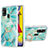 Custodia Silicone Gel Morbida Fantasia Modello Cover con Anello Supporto Y01B per Samsung Galaxy M21s Verde Pastello
