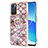Custodia Silicone Gel Morbida Fantasia Modello Cover con Anello Supporto Y03B per Oppo Reno6 5G Marrone