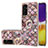 Custodia Silicone Gel Morbida Fantasia Modello Cover con Anello Supporto Y03B per Samsung Galaxy Quantum2 5G Marrone