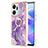 Custodia Silicone Gel Morbida Fantasia Modello Cover con Anello Supporto Y05B per Huawei Honor X7a Viola