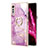 Custodia Silicone Gel Morbida Fantasia Modello Cover con Anello Supporto Y05B per LG Velvet 4G Lavanda