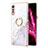 Custodia Silicone Gel Morbida Fantasia Modello Cover con Anello Supporto Y05B per LG Velvet 5G Bianco