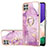 Custodia Silicone Gel Morbida Fantasia Modello Cover con Anello Supporto Y05B per Samsung Galaxy A22 5G Lavanda