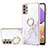 Custodia Silicone Gel Morbida Fantasia Modello Cover con Anello Supporto Y05B per Samsung Galaxy A23 5G Bianco