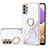 Custodia Silicone Gel Morbida Fantasia Modello Cover con Anello Supporto Y05B per Samsung Galaxy A73 5G Bianco