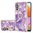 Custodia Silicone Gel Morbida Fantasia Modello Cover con Anello Supporto Y05B per Samsung Galaxy M32 5G Viola