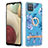 Custodia Silicone Gel Morbida Fantasia Modello Cover con Anello Supporto Y06B per Samsung Galaxy A12 Nacho Blu