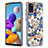 Custodia Silicone Gel Morbida Fantasia Modello Cover con Anello Supporto Y06B per Samsung Galaxy A21s Bianco