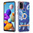 Custodia Silicone Gel Morbida Fantasia Modello Cover con Anello Supporto Y06B per Samsung Galaxy A21s Blu