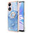Custodia Silicone Gel Morbida Fantasia Modello Cover con Anello Supporto YB1 per Oppo A78 5G Blu