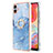 Custodia Silicone Gel Morbida Fantasia Modello Cover con Anello Supporto YB1 per Samsung Galaxy A04 4G Blu