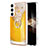 Custodia Silicone Gel Morbida Fantasia Modello Cover con Anello Supporto YB2 per Samsung Galaxy S24 5G Giallo