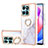 Custodia Silicone Gel Morbida Fantasia Modello Cover con Anello Supporto YB5 per Huawei Honor X6a Bianco