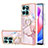 Custodia Silicone Gel Morbida Fantasia Modello Cover con Anello Supporto YB5 per Huawei Honor X6a Rosa