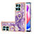 Custodia Silicone Gel Morbida Fantasia Modello Cover con Anello Supporto YB5 per Huawei Honor X6a Viola