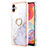 Custodia Silicone Gel Morbida Fantasia Modello Cover con Anello Supporto YB5 per Samsung Galaxy M04 Bianco