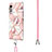 Custodia Silicone Gel Morbida Fantasia Modello Cover con Cinghia Cordino Mano Y01B per LG Velvet 5G Rosa