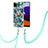 Custodia Silicone Gel Morbida Fantasia Modello Cover con Cinghia Cordino Mano Y01B per Samsung Galaxy A22 5G Verde Notte