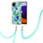 Custodia Silicone Gel Morbida Fantasia Modello Cover con Cinghia Cordino Mano Y01B per Samsung Galaxy A22 5G Verde Pastello