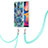 Custodia Silicone Gel Morbida Fantasia Modello Cover con Cinghia Cordino Mano Y01B per Samsung Galaxy M10S Verde Notte