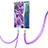 Custodia Silicone Gel Morbida Fantasia Modello Cover con Cinghia Cordino Mano Y01B per Samsung Galaxy Note 20 5G Viola