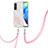 Custodia Silicone Gel Morbida Fantasia Modello Cover con Cinghia Cordino Mano Y01B per Xiaomi Mi 10T 5G Rosa