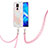 Custodia Silicone Gel Morbida Fantasia Modello Cover con Cinghia Cordino Mano Y01B per Xiaomi Redmi Note 9 Rosa