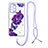 Custodia Silicone Gel Morbida Fantasia Modello Cover con Cinghia Cordino Mano Y01X per Samsung Galaxy A73 5G Viola